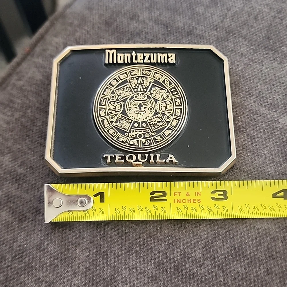 Montezuma Tequila Men’s Belt Buckle By Barton’s  Brands Gold And Black